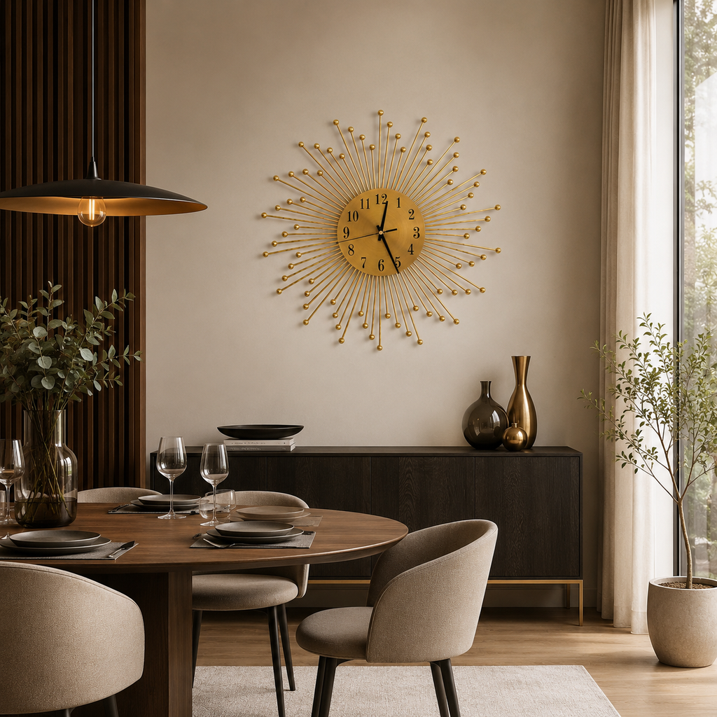 Horloge soleil doré