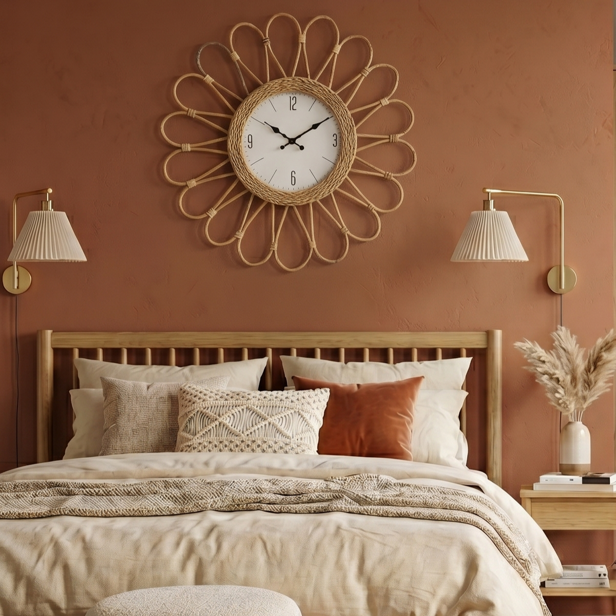 Horloge soleil rotin