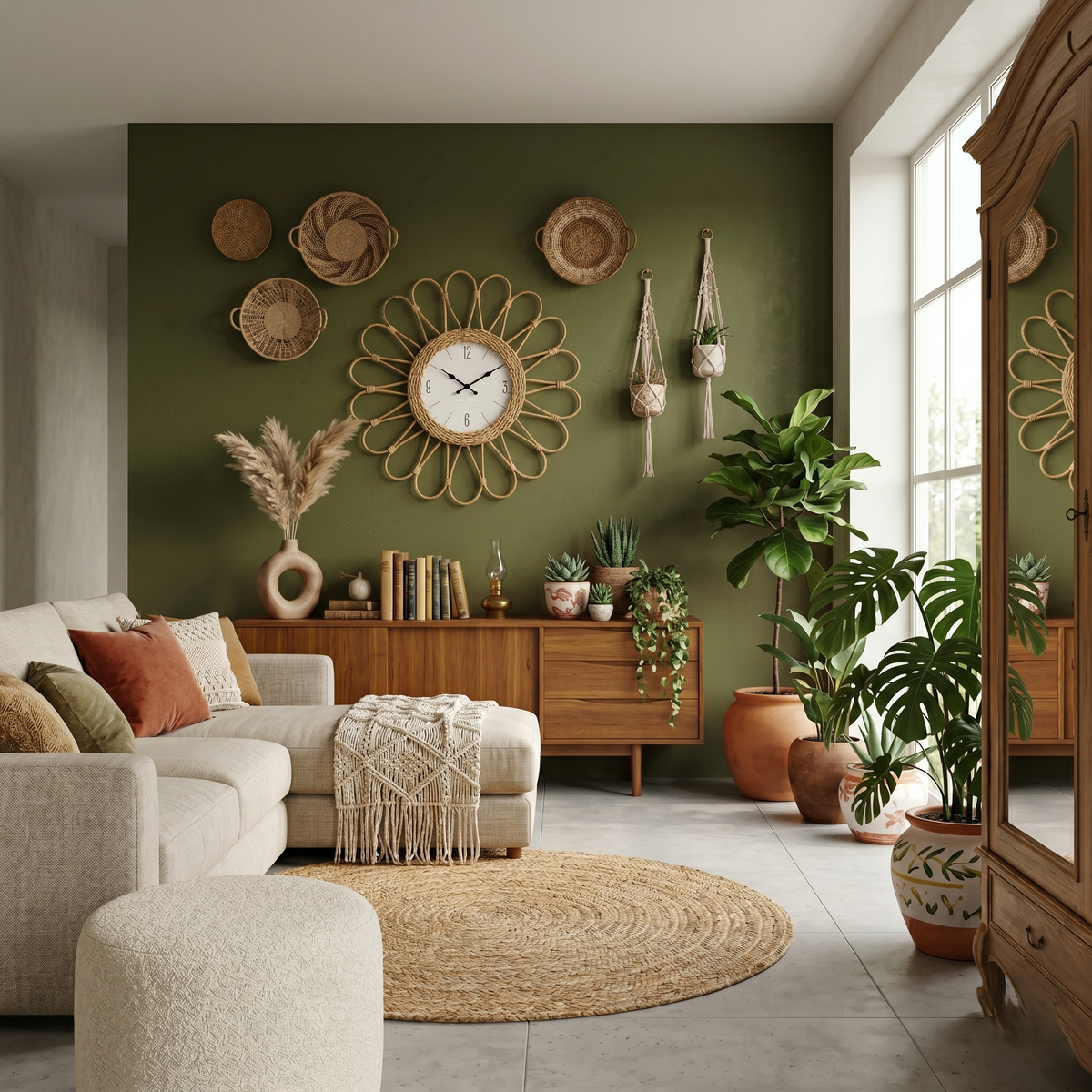 Horloge soleil rotin