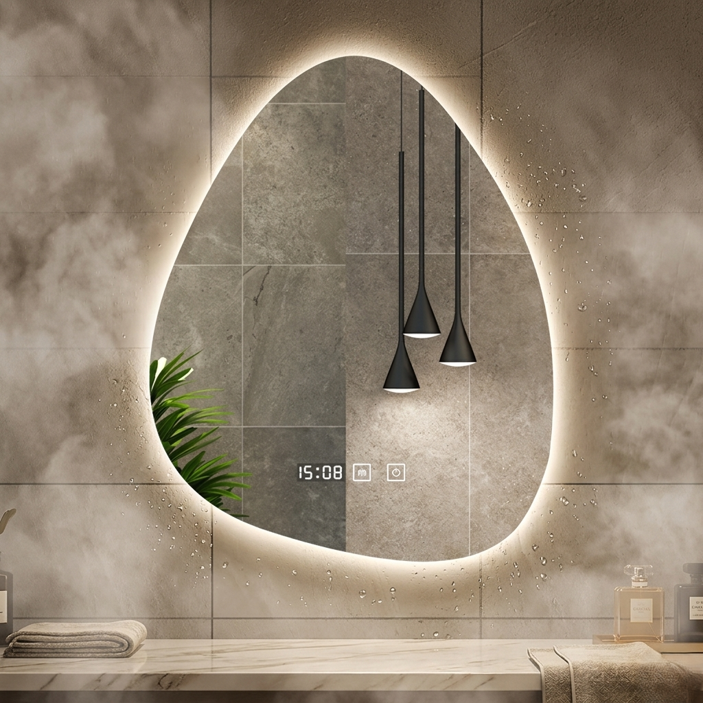 Miroir anti buée horloge