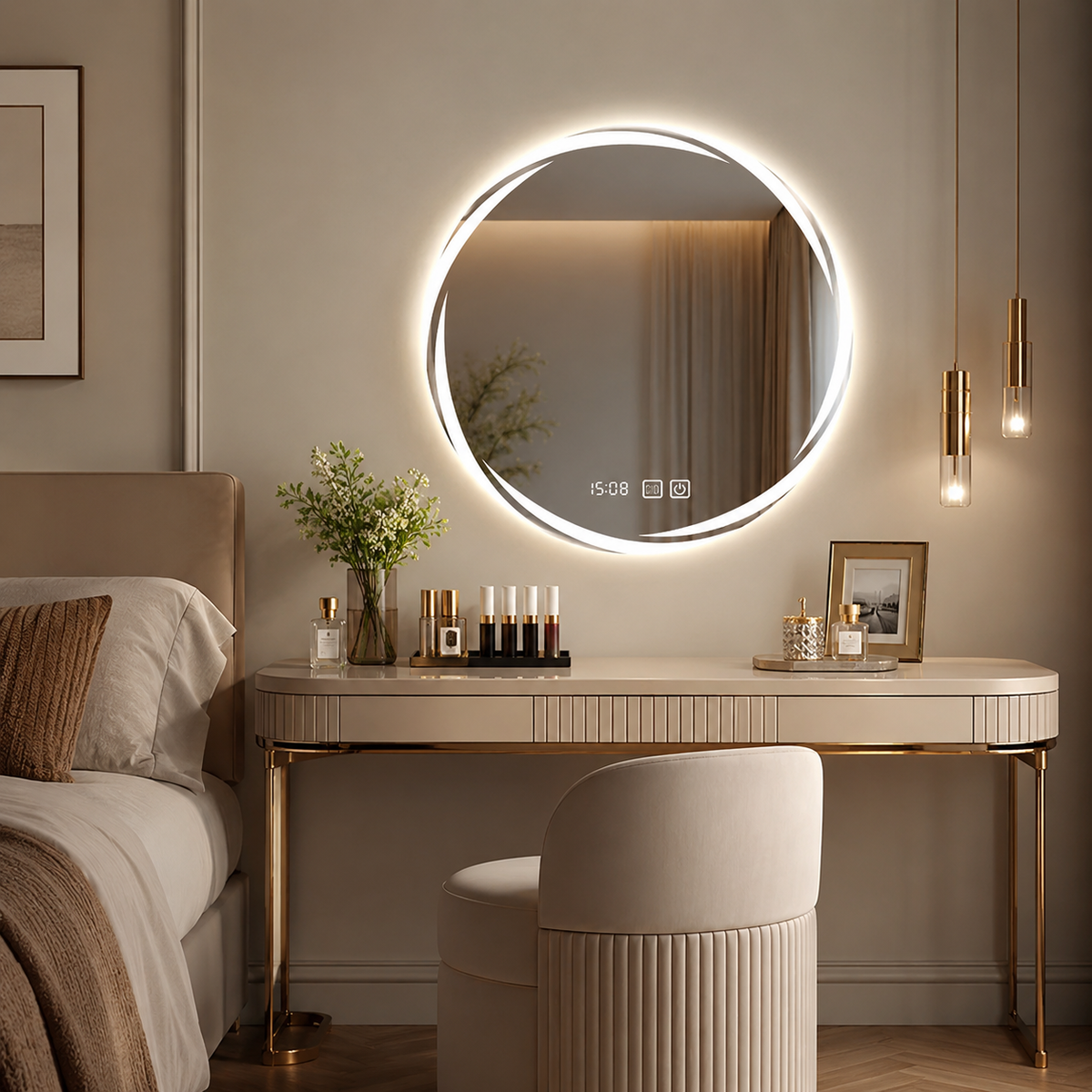 Miroir lumineux horloge