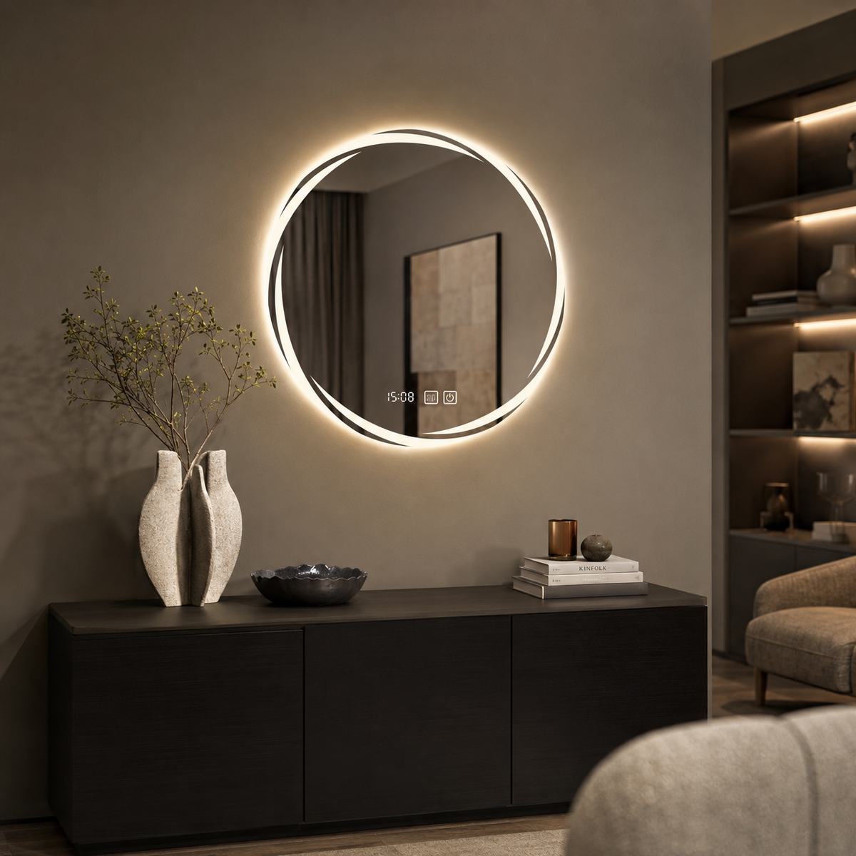 Miroir lumineux horloge