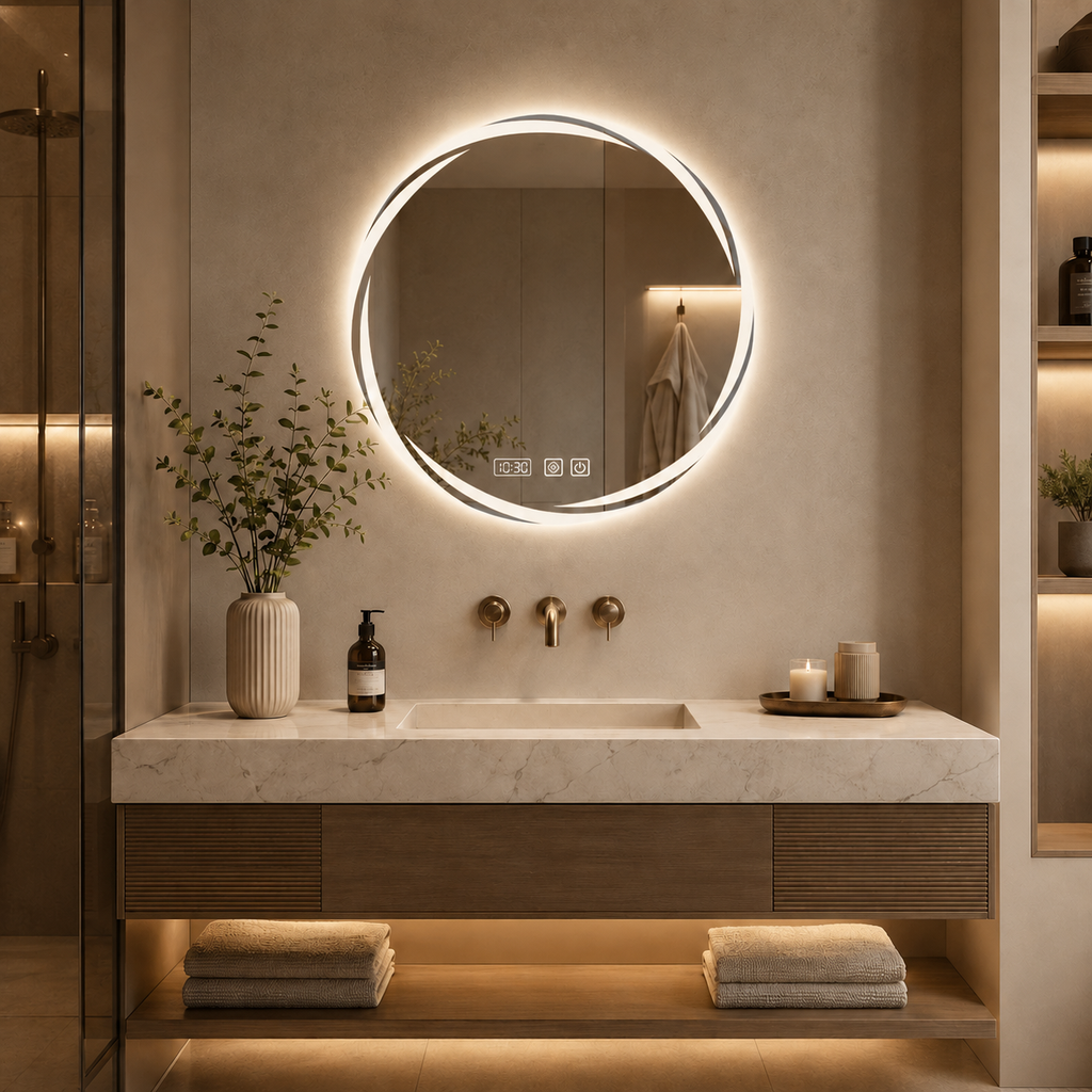 Miroir lumineux horloge