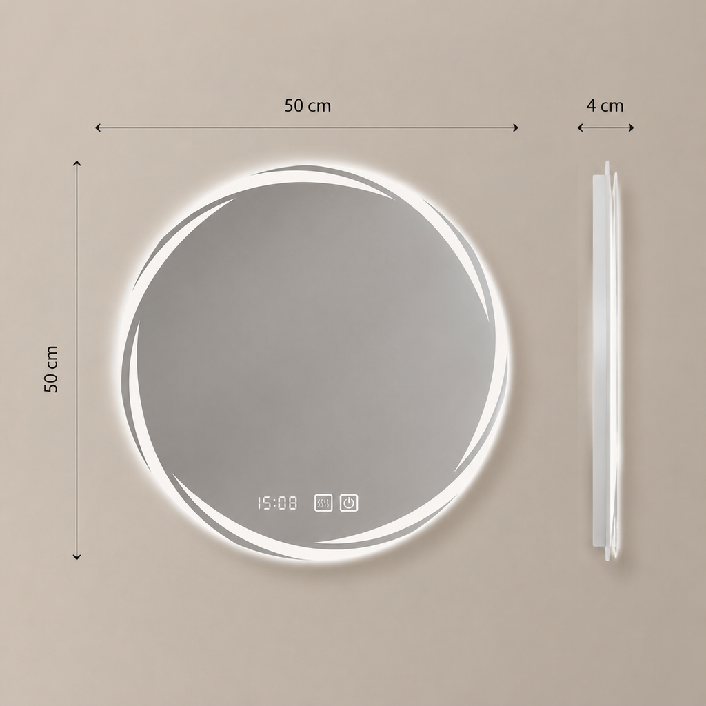 Miroir lumineux horloge