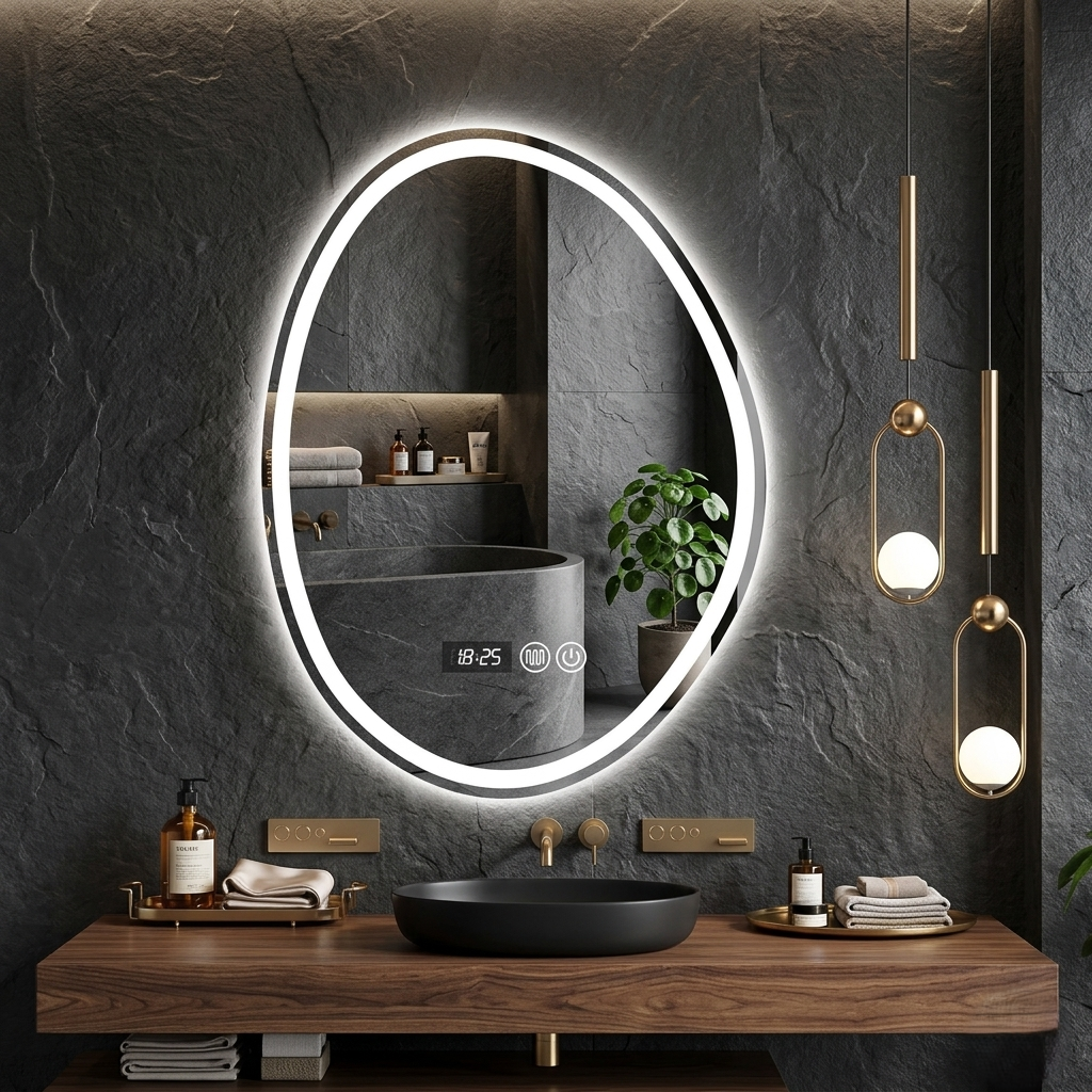 Miroir salle de bain horloge
