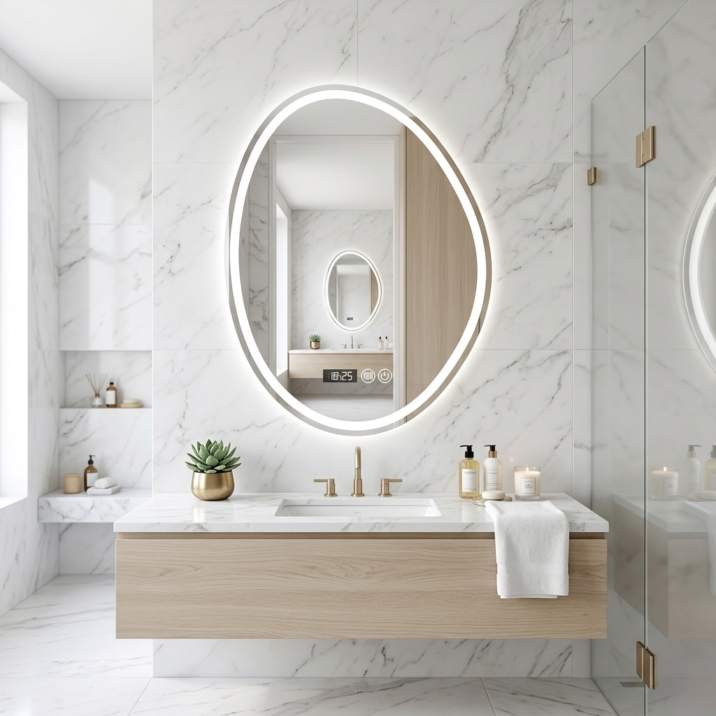 Miroir salle de bain horloge