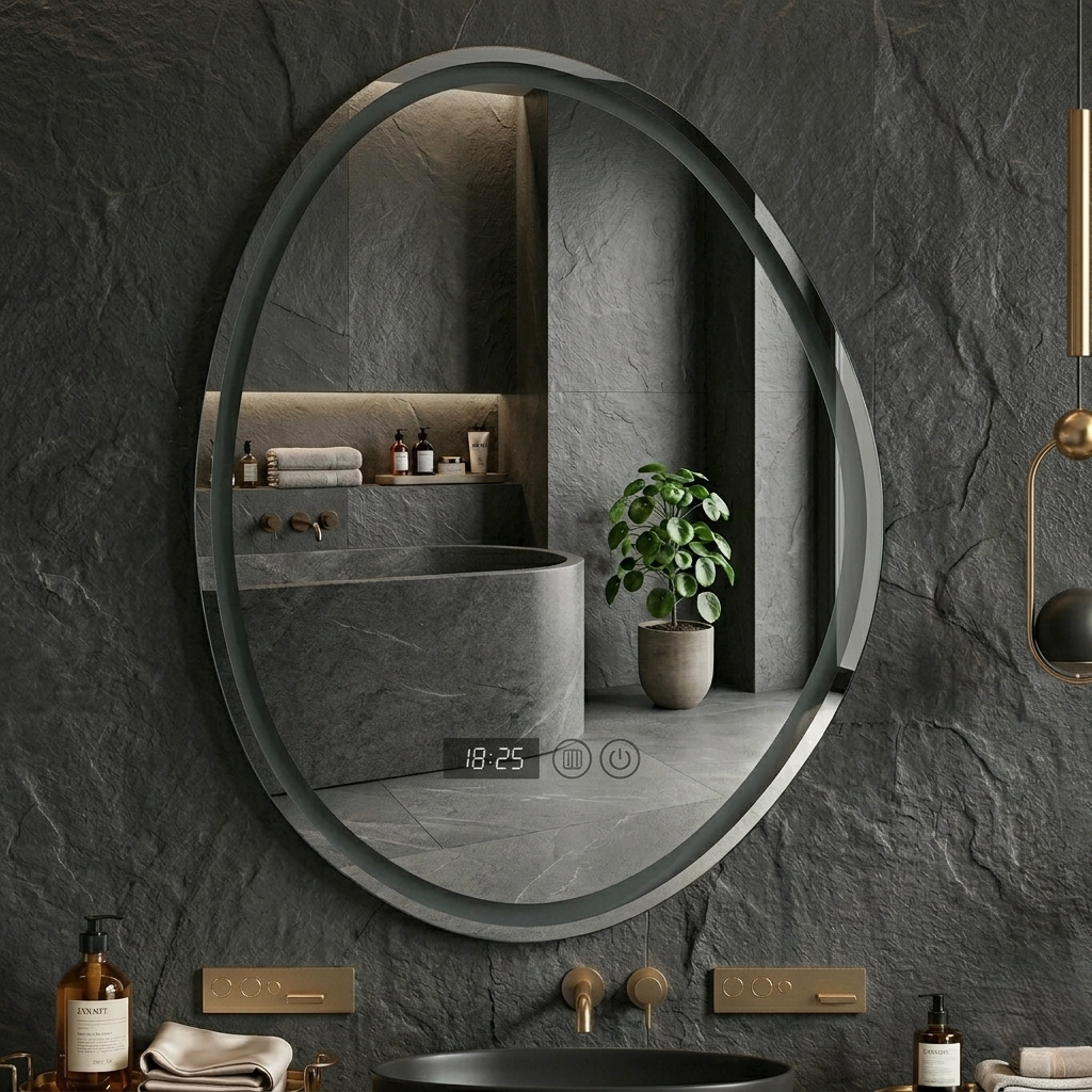 Miroir salle de bain horloge