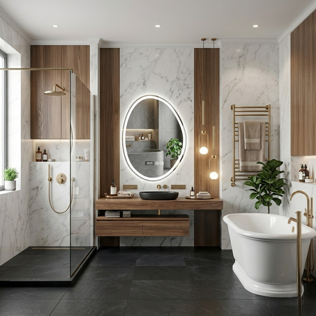 Miroir salle de bain horloge