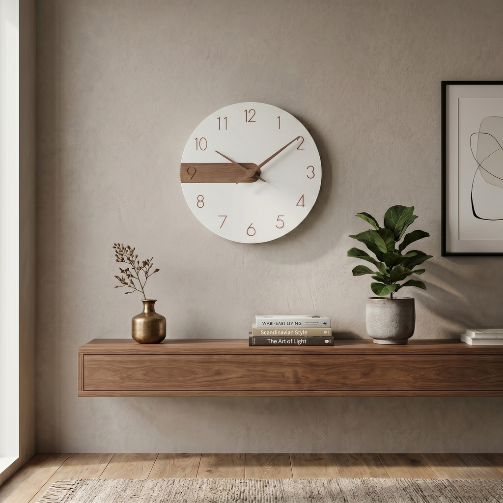 Horloge scandinave bois et blanc