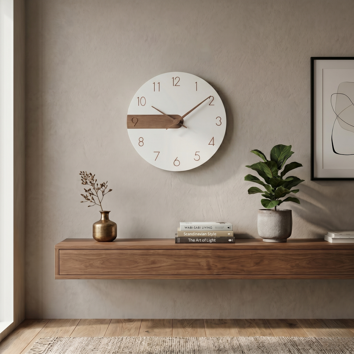 Horloge scandinave bois et blanc